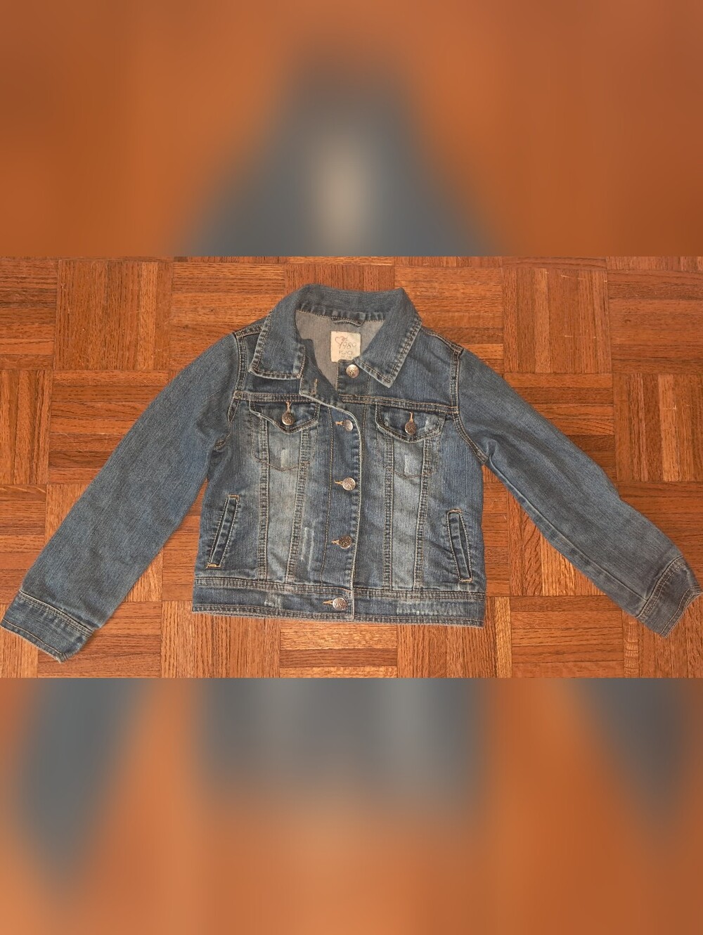 Est. 1989 Place Girl's Size Medium 7/8 Snap Up Two Pocket Distressed Jean Jacket